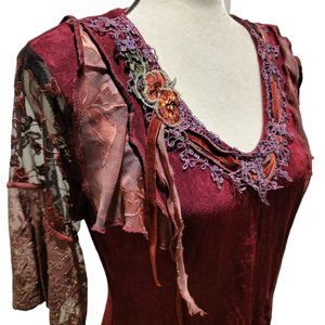 Vintage Spencer Alexis Stretchy Skirt Set romantic Lace Embroidery Ruffl…